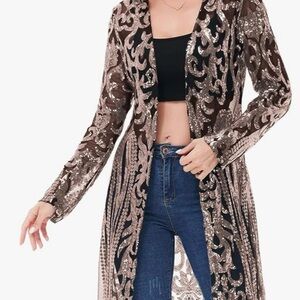 • Anna-Kaci Women's Sparkly Sequin Cardigan Long Sleeve • Glitter Kimono…
